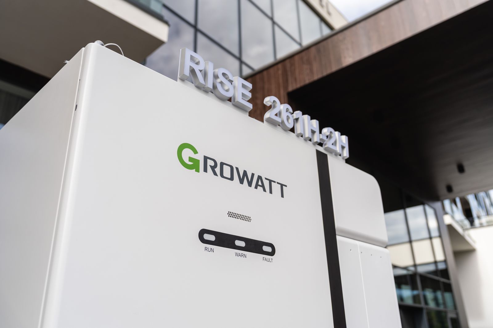 The Growatt RISE 261H-2H storage cabinet at the launch in Lviv