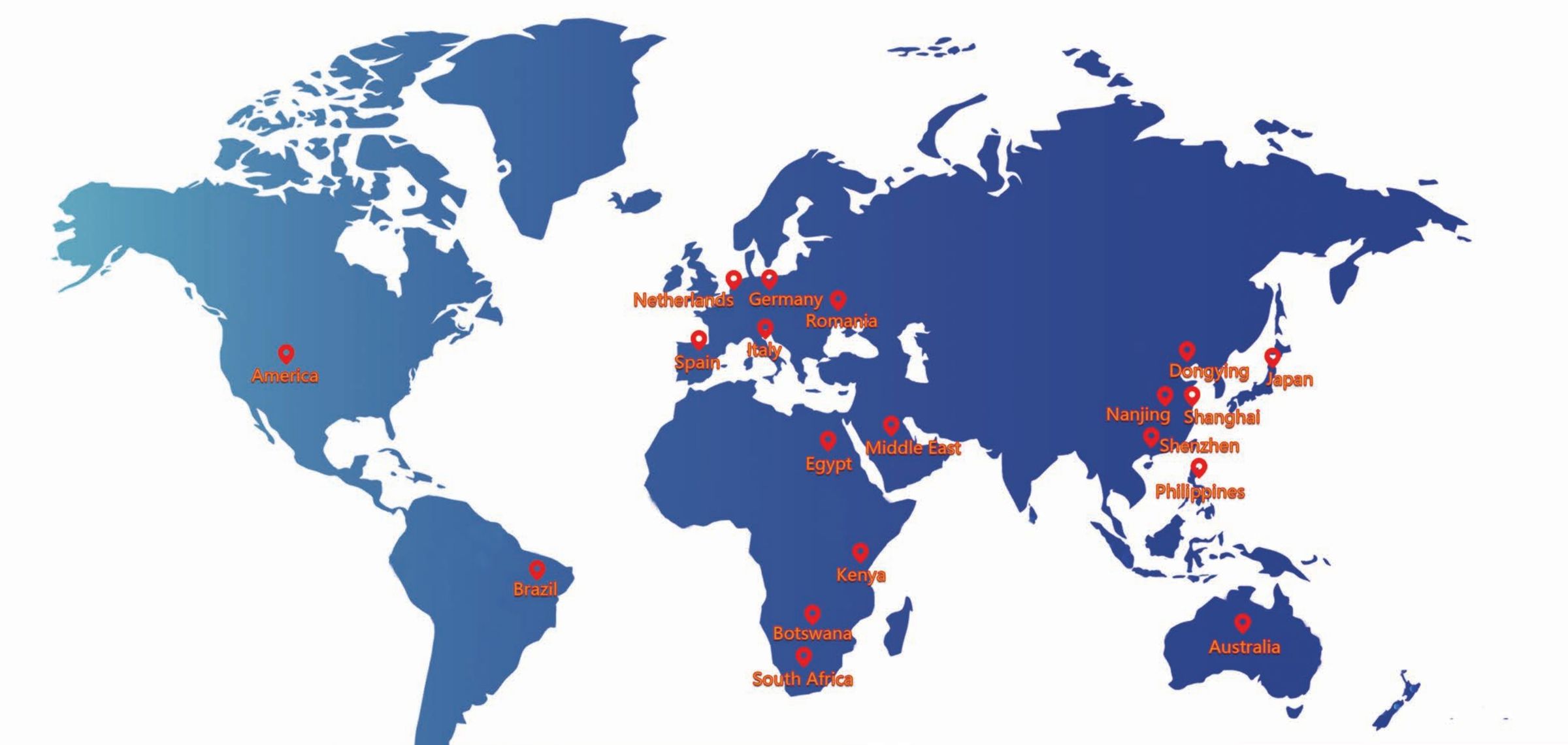 World map marking the countries where DAHAI products are sold